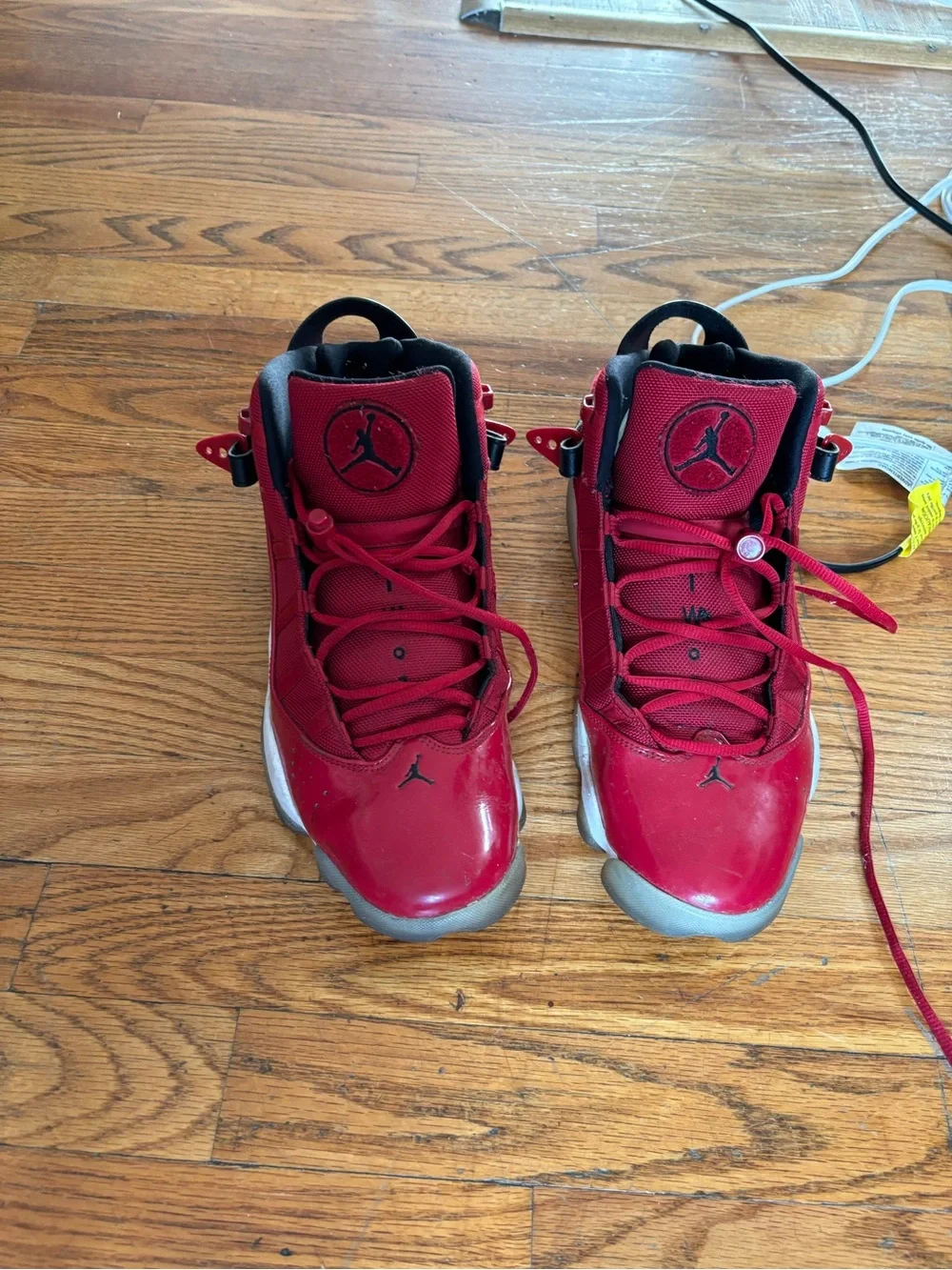 Jordan Air Jordan 6 Rings Men's Mid Top Lace-Up Basketball Sneakers Red size 11